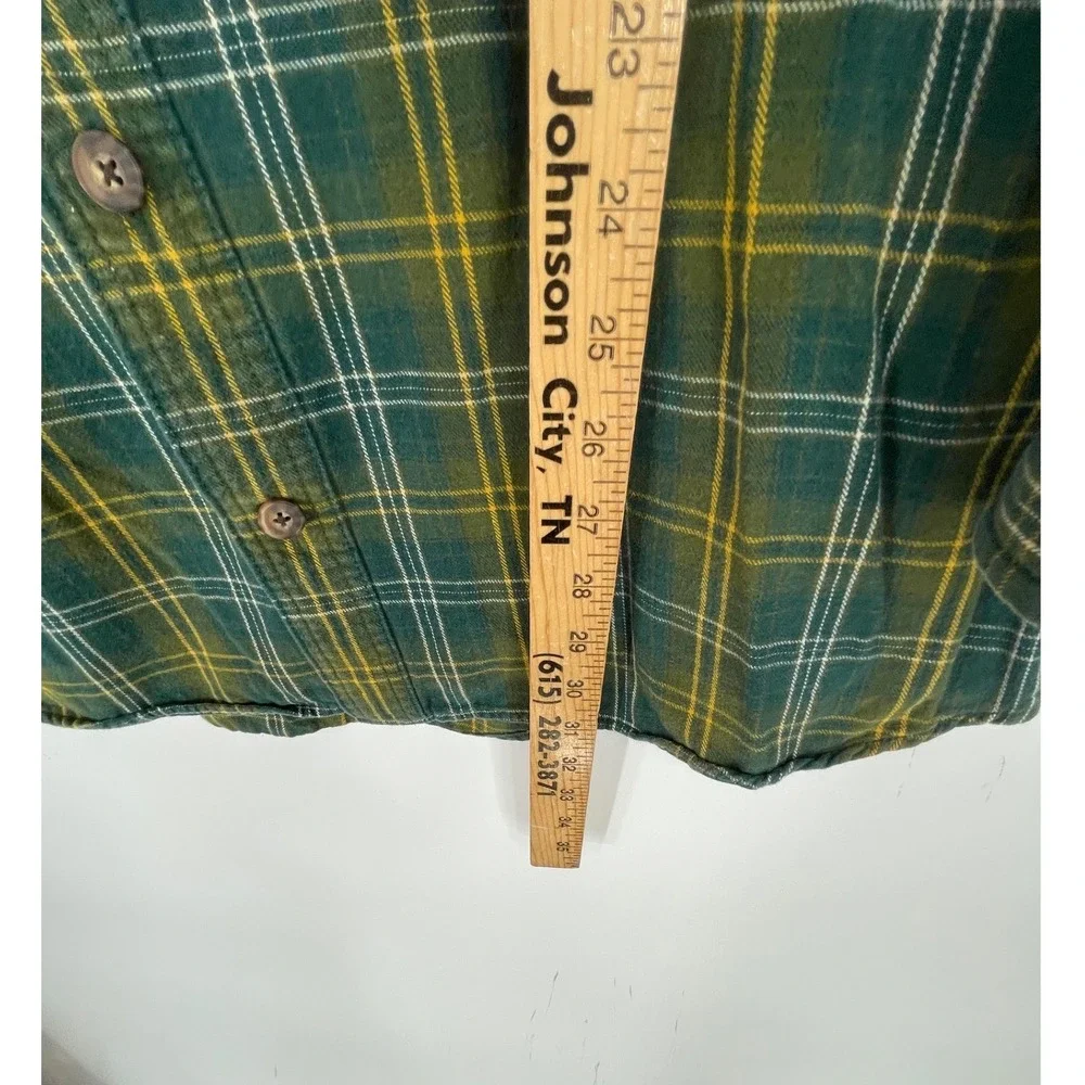 Duluth Trading Co Mens Shirt 2XL/Tall Flannel Green Plaid Button Down Outdoors